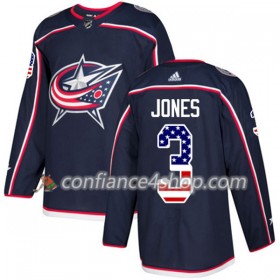 Adidas Maillot de Hockey Blue Jackets Seth Jones 3 2017-2018 Bleu Marine USA Flag Fashion Authentic - Homme